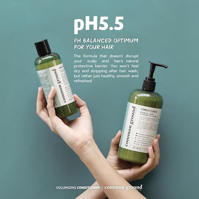 Common Ground Volumizing Natural Conditioner, Paraben and Cruelty Free, Vegan, Plant-Based, Botanical Magnolia Scent, Avocado Oil, pH5.5, Healthy Scalp, Shine, Color Safe for Men, Women
