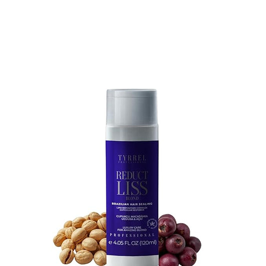 Tyrrel Reduct Liss Blond Brazilian Hair Straightening Cream, 4.05 fl oz, Professional Treatment for Blonde, Bleached, Gray Hair, Violet Fragrance