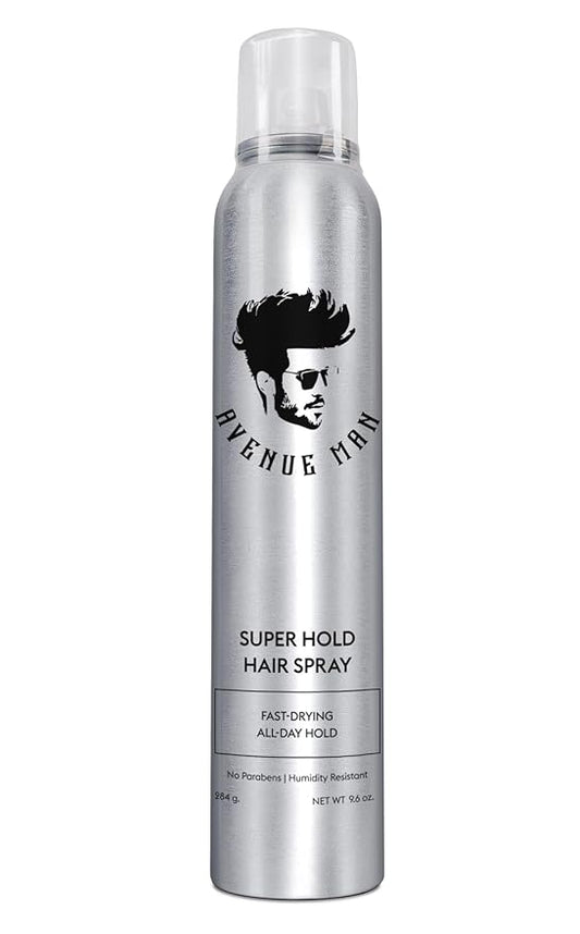 Avenue Man Super Hold Hairspray for Men - Fast-Drying Men Hair Spray - Shapes, Lifts & Holds Hair for Long-Lasting Control - Mens Hair Spray Extra Hold for Effortless All-Day Control - 10 oz