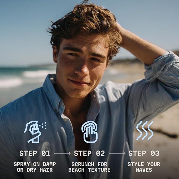 Striking Viking Sea Salt Spray for Men - Light Hold, 6.76 Fl Oz, Blue Ocean Scent - Volumizing Hair Spray for Men - Texturizing & Curl Enhancing - Paraben Free