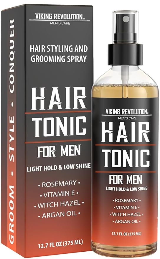 Viking Revolution Hair Tonic Men (12.7oz) - Hair Spray for Men with Sandalwood Scent - Texture Spray with Rosemary, Argan Oil, and Witch Hazel - Light Hold and Low Shine for Styling and Grooming