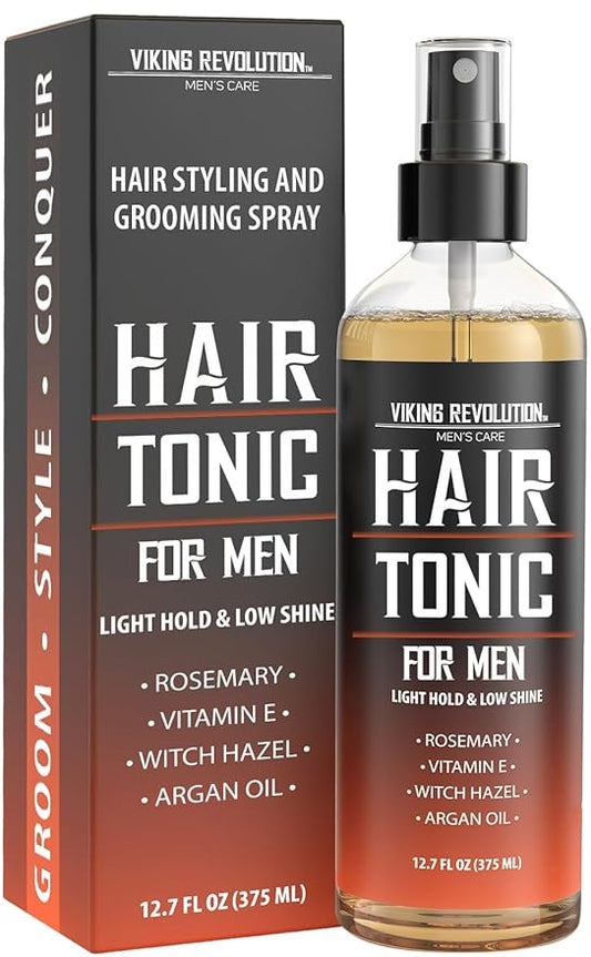Viking Revolution Hair Tonic Men (12.7oz) - Hair Spray for Men with Sandalwood Scent - Texture Spray with Rosemary, Argan Oil, and Witch Hazel - Light Hold and Low Shine for Styling and Grooming