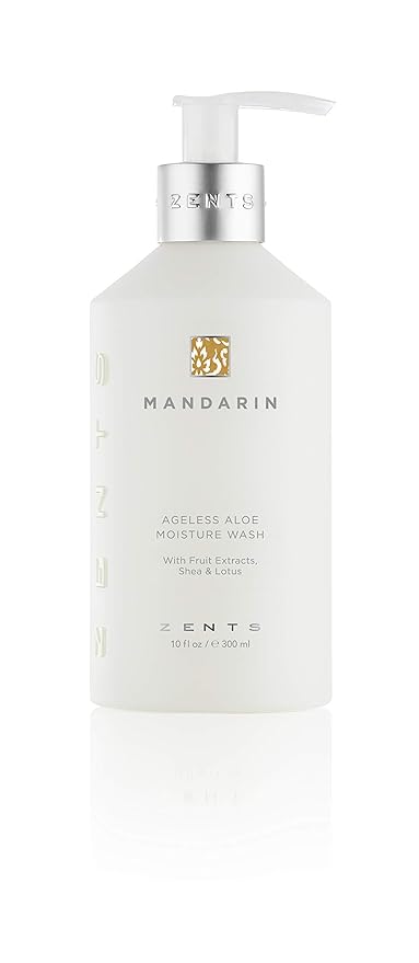 Zents Hand & Body Wash (Mandarin Fragrance) | Hydrating Anti-Aging Cleanser with Organic Shea Butter & Aloe for Dry Skin | Gentle & Nourishing | 10 fl oz