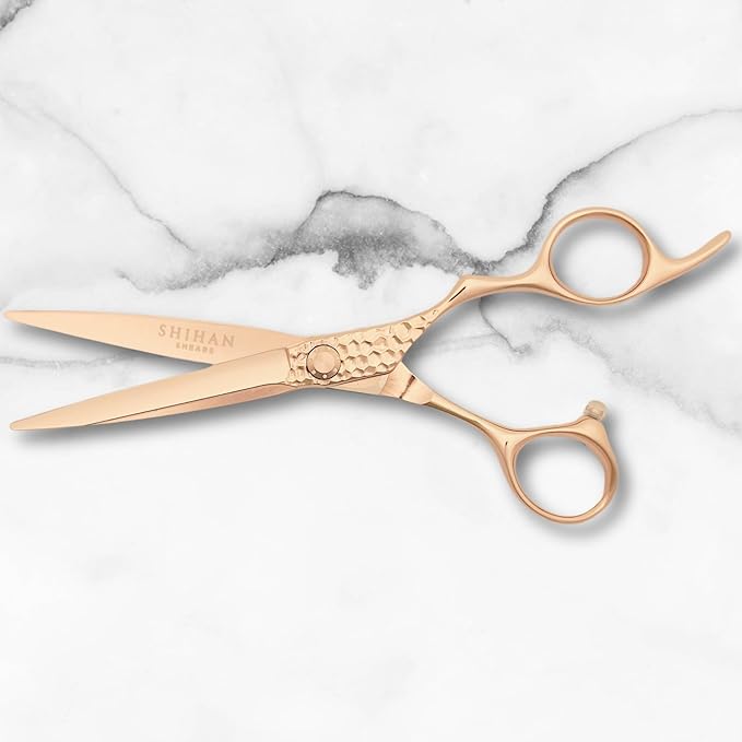 6 Inch Rose Gold Hair Cutting Scissors - Professional Shears for Hairdressers and Barbers - 440C Stainless Steel With Gold Titanium Coating - Wet or Dry Haircutting