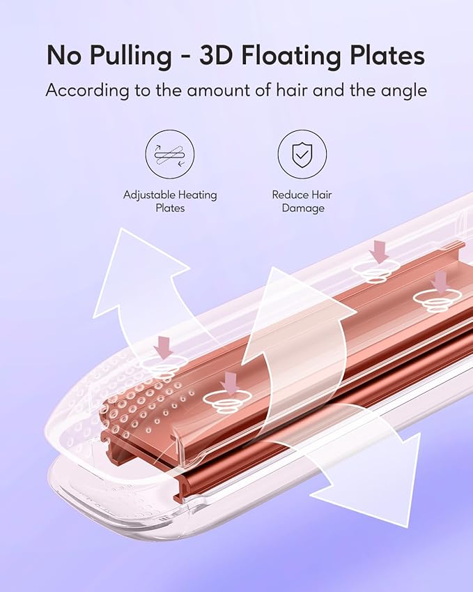 Wavytalk Pro Flat Iron Hair Straightener, 100% Pure Titanium Flat Iron for Easy Glide, Straightener and Curler for All Hairstyles, Dual Voltage (Purple)