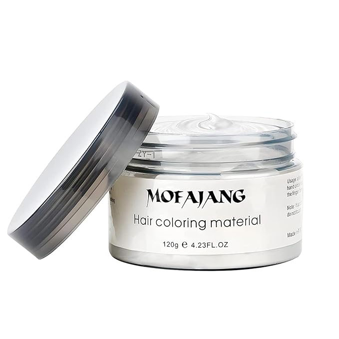 Temporary Hair Color Wax,Hair Spray Color, Hair Wax Color 4.23 oz, Easy Washout Temporary Hair Dye for Halloween,Cosplay, Party (White, 4.23)