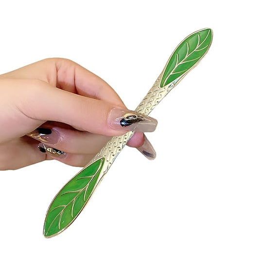 2 Pcs French Hair Pins for Women,Hair Sticks for Buns,Buns and Updos with No Hair Damage,Green Metal French Pin Great Hold,Suitable for fine & thick hairUS318 (Green)