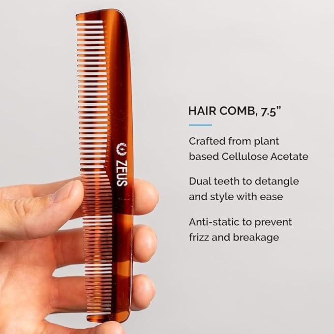 ZEUS Hair Wash & Pomade Set for Men, Moisturizing Shampoo, Hydrating Conditioner, Hair Comb & Styling Hair Pomade with Gift Tin (Firm Hold)