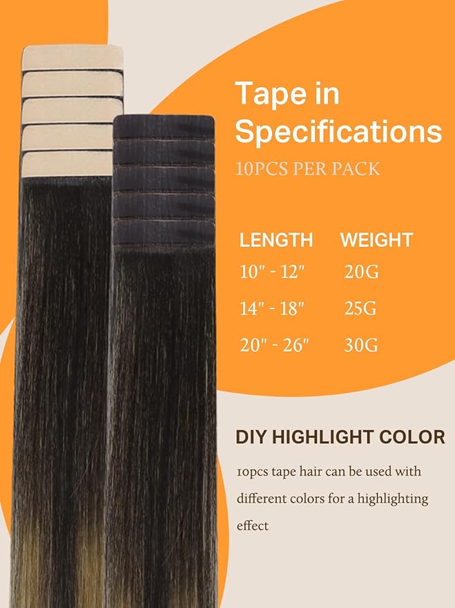 DOORES Tape in Hair Extensions Human Hair, Dark Brown to Dirty Blonde, 12 Inch, 20g, 10pcs, Straight, Remy, Tape-In Installation