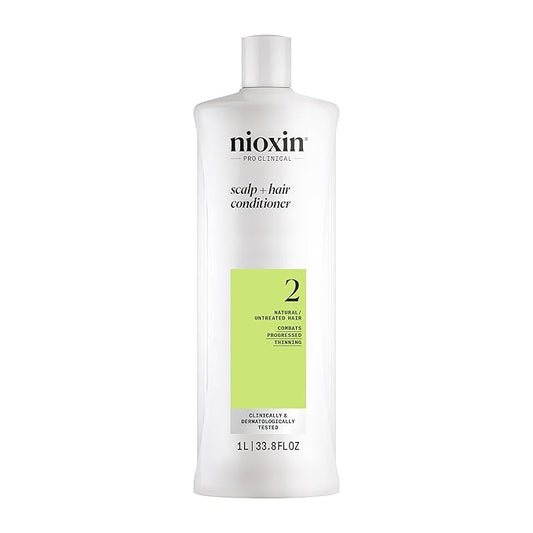 Nioxin Scalp + Hair Thickening System 2 Conditioner| For Natural or Untreated Hair with Progressed Thinning| With Niacinamide and Biotin | 33.8 Fl oz.