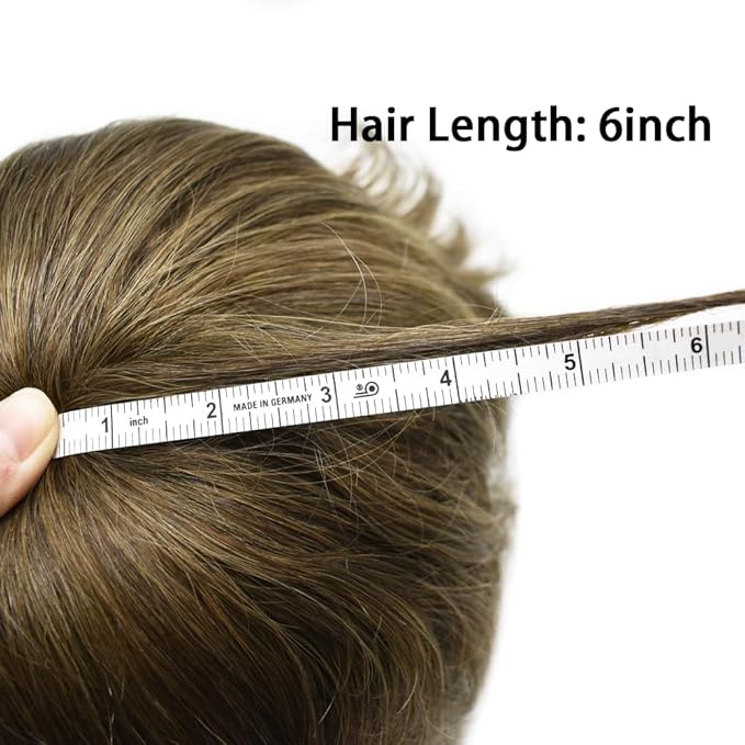 Toupee For Men Real Human Hair System Full Swiss Lace Mens Toupee Lace Hair Piece For Men Hair System Bleached Knots 6x9 Mmedium light density 7# VERY LIGHT BROWN