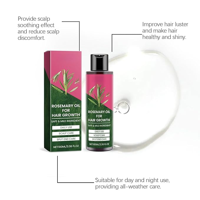 | Biotin | Hair Growth Supplement | Skin Care | Rosemary Hair Growth Essential Oil Promotes Healthy and Nourishing Hair Growth, Tough Hair Essential Oil Hair， (3.38 Fl Oz)