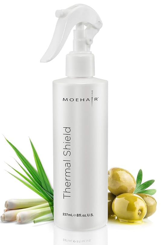 MOEHAIR Heat Protection Spray | Oil-rich Ingredients | Hair Dryer & Flat Iron Protectant | Strong, Shiny, Anti-frizz | Sulfate & Paraben-Free (8 Fl Oz)