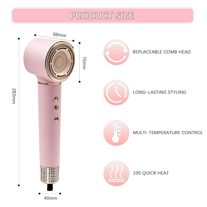 5 in 1 Hot Air Styler, Hair Dryer Brush for Fast Drying, Curling, Volumizing & Straightening, Frizz-Free & No Heat Damage for Smooth Hair & Waves, Ideal High Speed Blow Dryer for Home & Travel Use