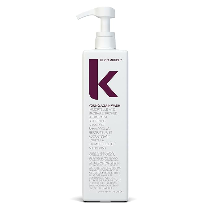 KEVIN.MURPHY YOUNG.AGAIN.WASH - Moisturising Shampoo - For Dry, Damaged & Brittle Hair - Hair Repair & Hydration - Amino Acids & Lotus Flower Extract - Sulphate & Paraben Free - 1 L / 33.8 fl oz