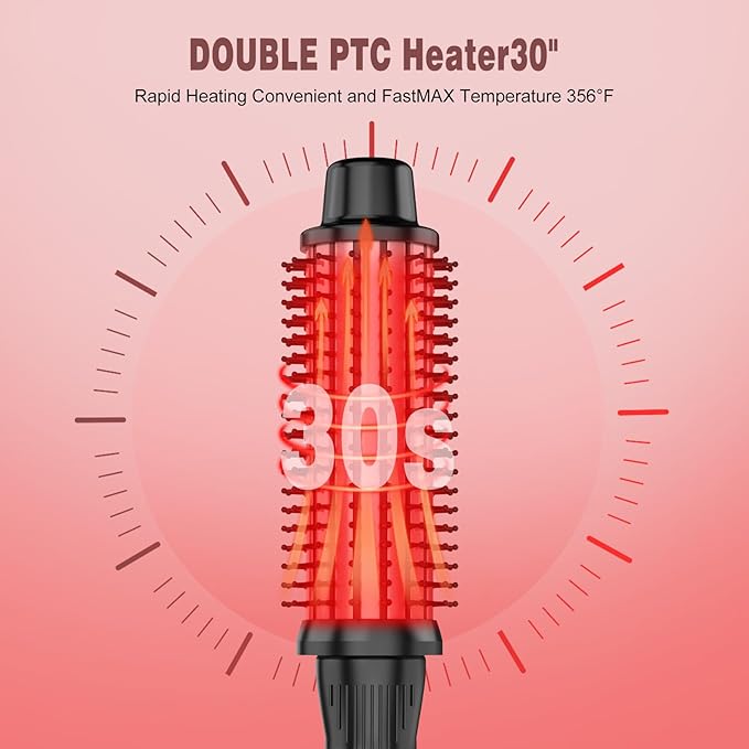 Thermal Brush, Heated Round Brush & Curling Iron with Ceramic Ionic Technology, Hair Tools for Volumizing & Styling, Travel-Friendly Hot Comb with Adjustable Temperature（Rose Gold 1.25 inch）