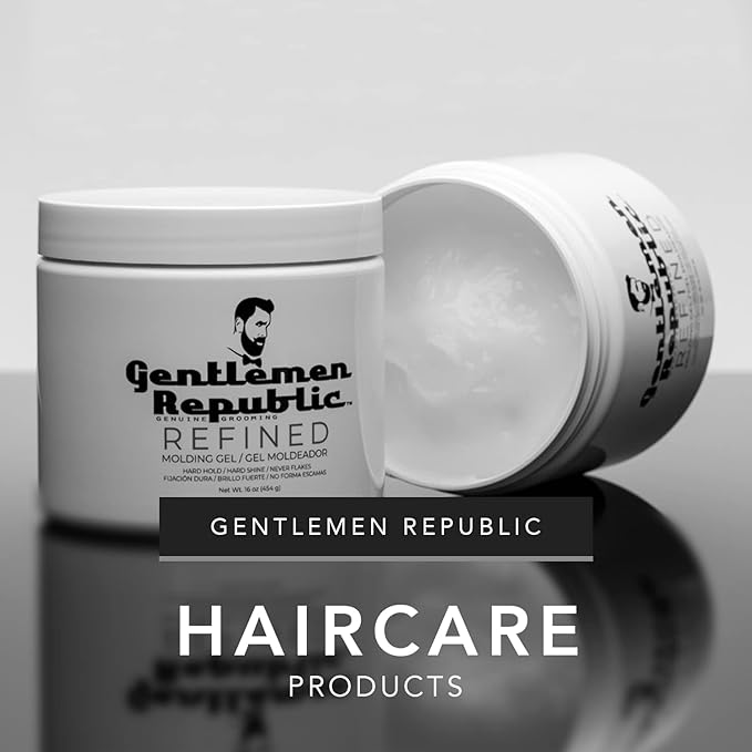 Gentlemen Republic Refined Hair Gel for Men 16oz - Professional Formula for 24 Hr Shine and Strong Hold, Humidity Resistant Styling Gel for hair, 100% Alcohol-Free and Never Flakes, Made in USA - 2pk