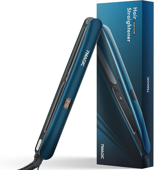 7MAGIC Hair Straightener 1 Inch Flat Iron Titanium Ceramic, Professional 2 in 1 Styling Tool with Fast Heat Up, Anti-Frizz Ionic & Floating Plates for Smooth Shiny Hair on All Hair Types