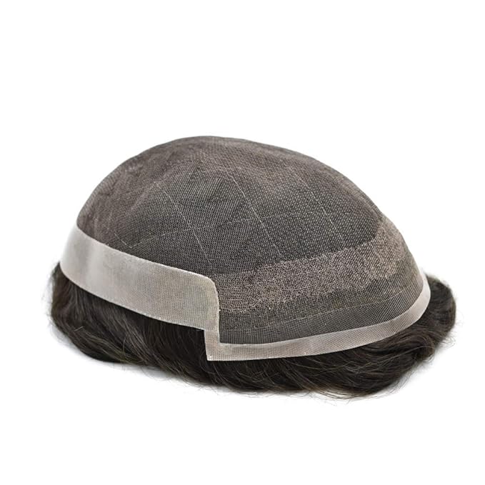 Toupee for Men Real Human Hair Swiss Lace Hairpiece for Men Hair Replacement System Poly Coated Mens Hairpieces Breathable Mens Hair System 8X10-120% Density 1B# OFF BLACK