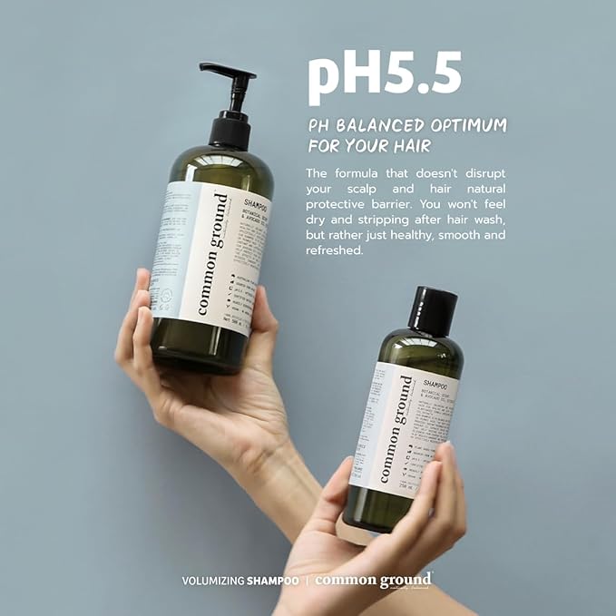 Common Ground Volumizing Natural Shampoo, Paraben and Cruelty Free, Vegan, Plant-Based, Botanical Magnolia Scent, Avocado Oil, pH5.5, Healthy Scalp, Shine, Color Safe for Men, Women
