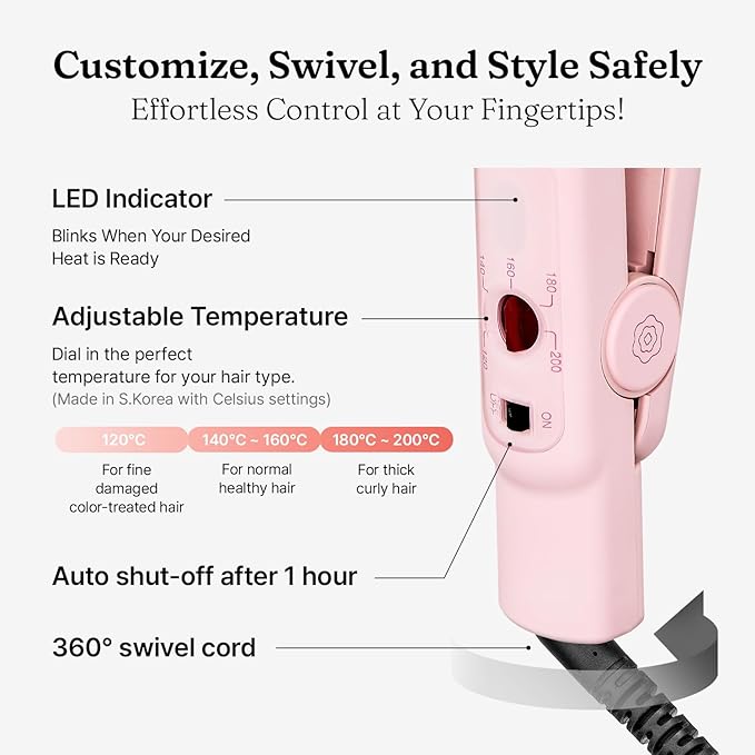 VODANA Professional Softbar Flat Iron - Ceramic Straightener with Patented Silicone Bar, Smooth & Quick Styling, Healthy Hair Solution, Dual Voltage for Worldwide Use (1 inch, Pink Vanilla)