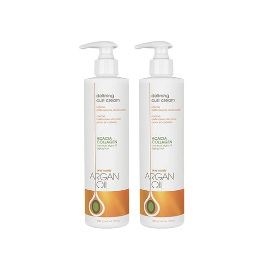 One 'n Only Defining Curl Cream with Argan Oil, Leave-in Conditioning Cream, Defines and Leaves Strong Curly Hair, Enhances Shine and Hydrates Without Sticky Residue, 9.8 Ounces (2 Pack)