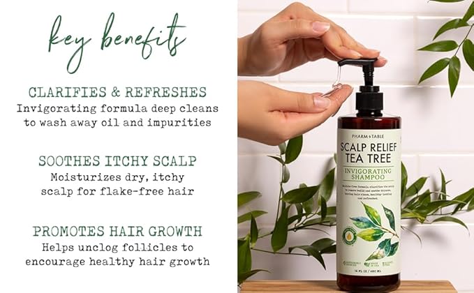 Tea Tree Shampoo and Conditioner For Men and Women, Deep Cleansing Sulfate-Free Formula - Relief for Dry Itchy Scalp - Infused with Tea Tree oil, Mint, Biotin and Vitamin E, 16.2oz