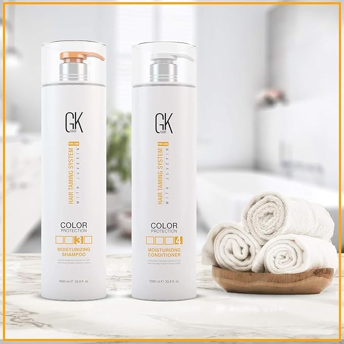 GK HAIR Global Keratin The Best Professional Hair (300ml/10.1 Fl Oz) For Straightening And Moisturizing Shampoo and Conditioner Set (1000ml/33.8 Fl Oz) for Color Treated