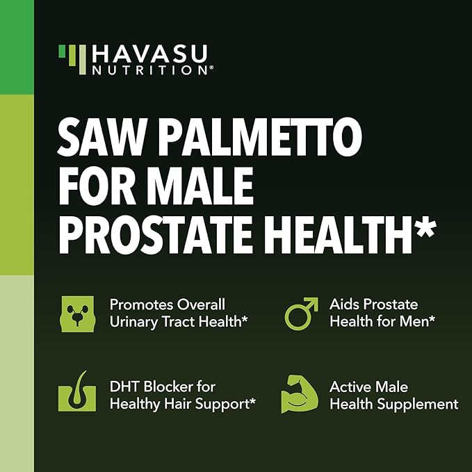 Saw Palmetto for Men Prostate Health Supplement to Promote Urinary Tract Function - 500mg Per Serving - 100 Count - DHT Blocker Hair Vitamin - Vegan, Non-GMO Capsules, Over 3 Month Supply