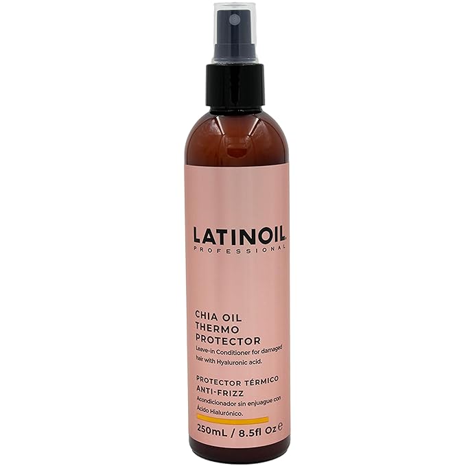 LATINOIL Chia Oil Heat Protectant Spray For Hair - Hair Thermal Protection Shield From Heat - Leave In Conditioner - Anti Frizz Moisturizer (8 Oz)