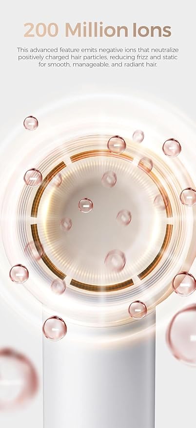 Tideway Hair Dryer, Blow Dryer with Diffuser, Ionic Professional High-Speed 1500W Low-Noise, 110,000 RPM Brushless Motor, Fast Drying, Travel Compact for Women & Men (Gold)