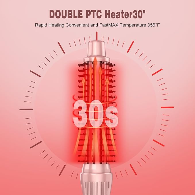 Thermal Brush, Heated Round Brush & Curling Iron with Ceramic Ionic Technology, Hair Tools for Volumizing & Styling, Travel-Friendly Hot Comb with Adjustable Temperature（Gold 1 inch）