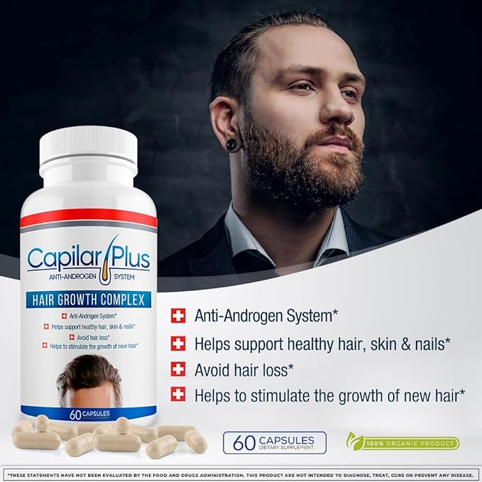 | Capilar Plus with Anti-Androgen System | Hair Growth Supplement | Hair Loss Treatment | Healthy Skin, Hair & Nails - Count 60 (2)