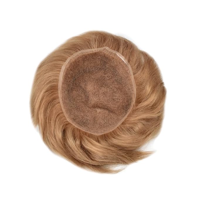 Toupee For Men Real Human Hair System Full Swiss Lace Mens Toupee Lace Hair Piece For Men Hair System Bleached Knots 7x9-90% light density17R#