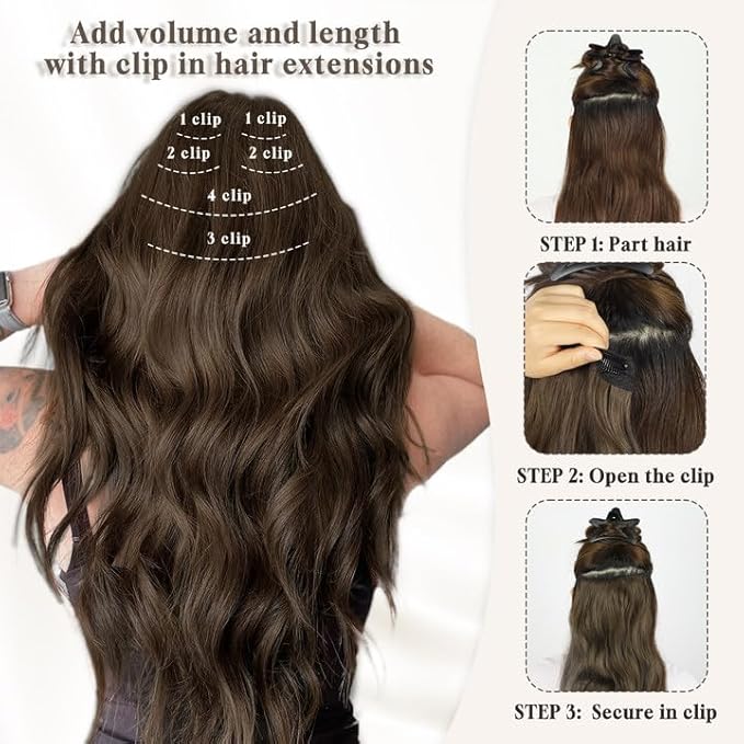 Vigorous Clip in Hair Extensions 20Inch Hair Extensions Clip Ins 6Pcs Long Wavy Soft Synthetic Hairpieces for Women(Platium Blonde)