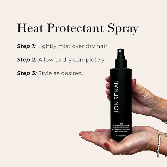Jon Renau Heat Protectant Spray, Heat Activated Wig Spray for Human and Heat-Friendly Synthetic Hair, Non Stick Thermal Styling Support for Heat Friendly Wigs and Extensions, 8.5 Ounces