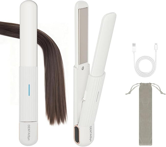 USB Hair Straightener Irons | 2-in-1 Curling Wand & Titanium Flat Iron Professional Hair Straightener and Curler,Rechargeable Portable Hair Straightening Iron