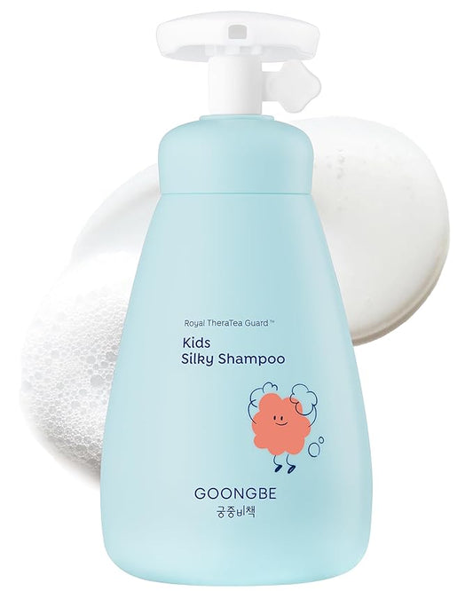 GOONGBE Kids' Silky Shampoo - Korean Kids Hair Softening Shampoo - Shiny and Glossy Hair for Weak, Frizzy and Tangle Prone Hair - Low pH & Silicone-Free Formula - Allergen Free Scent, 10.1 fl.oz.