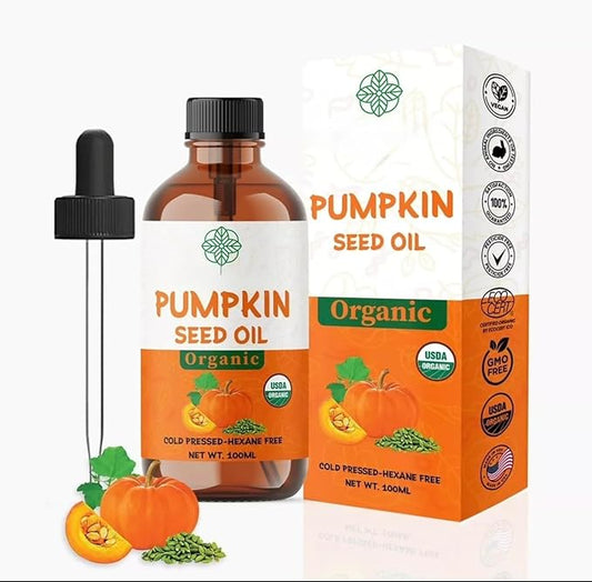 100ML USDA Organic Pumpkin Seed Oil - Cold Pressed, 100% Pure for Hair Growth & Skin Care - Nourishing, Hydrating, and Anti-Aging Formula Dry Damaged Hair and Growth - Virgin Cold Pressed & Unrefined