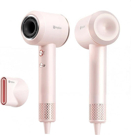 SIMPLUS Hair Dryer, 160,000 RPM High-Speed Brushless Motor Blow Dryer for Fast Drying, 400 Million Negative Ions Hair Dryers for Women, Low Noise, Lightweight, Professional Hairdryer with Nozzle, Pink