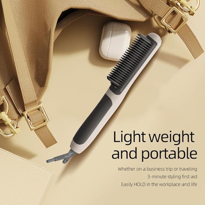 Hair Straightener Brush, Straight Hair Comb for Women, Heat Comb Hair Straightening 30s Fast Heating with 6 Temp Settings & Anti-hot Comb, Styling for Silky Smooth Home Salon, Grey