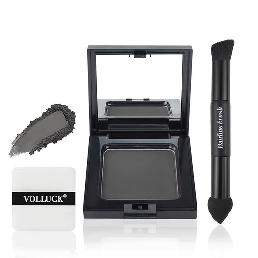VOLLUCK Root Touch up Powder, Long-lasting Gray Hair Cover up Powder for All Hair Types, Waterproof for Women and Men (Black, 0.42 0unce)