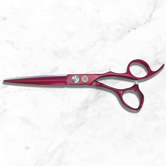 Saki Red Hair Cutting Scissors - 6" Inch Hair Shears - Red Titanium Finish - Professional Use - 440C Japanese Steel