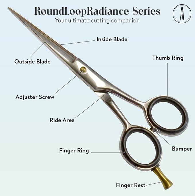 ANDUSTRIAL - Professional Hair Cutting Scissors/Shears For Men/Women/Home/Salon - Premium High Carbon Steel Quality - Smooth And Sharp - 5 Inch, Siver