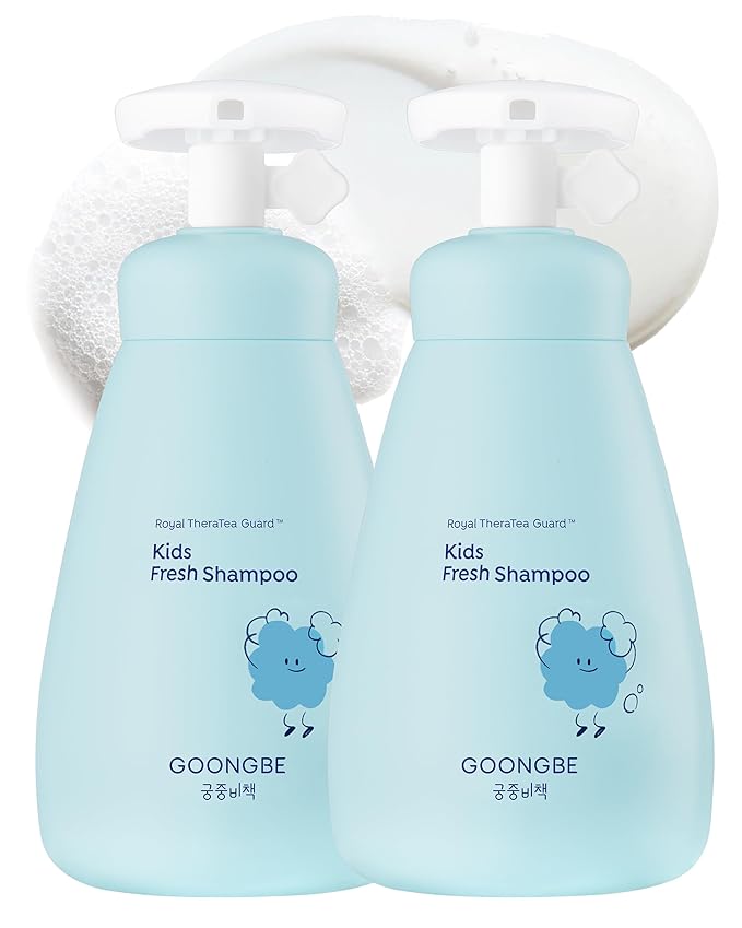 GOONGBE Kids' Fresh Shampoo - Korean Kids Scalp Purifying Shampoo - Gentle Deep Cleansing for Oily, Smelly Scalps - Low pH & Silicone-Free Formula - Allergen Free Scent, 10.1 fl.oz. 2 Pack
