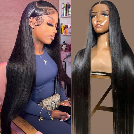 28 Inch Lace Front Wigs Human Hair Pre Plucked 200 Density Glueless HD Lace Frontal Wigs Human Hair with Baby Hair 13X6 Straight wig Lace Front Wigs for Women