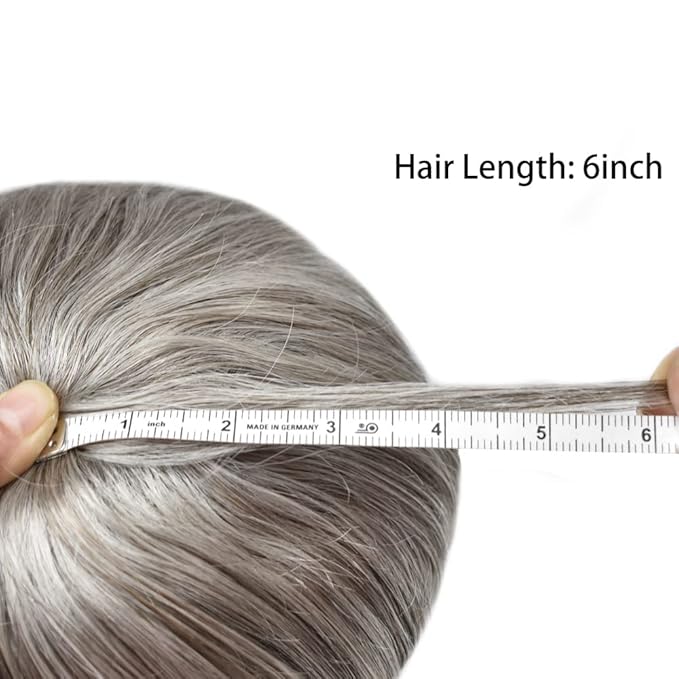 Toupee For Men Real Human Hair System For Men Full Swiss Lace Mens Toupee Lace Hair Piece For Mens Hair System Bleached Knots 8x10-80% light density#380 3# DARK BROWN+80% GREY