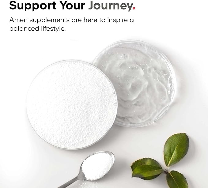 Amen Hair Vitamins - 10,000 mcg Biotin, Collagen Powder - Vitamin C, D3 & E, Pantothenic Acid, MSM, Zinc, Hyaluronic Acid, Inositol & Horsetail Extract - Non-GMO Hair Pill Supplements - 60 Capsules