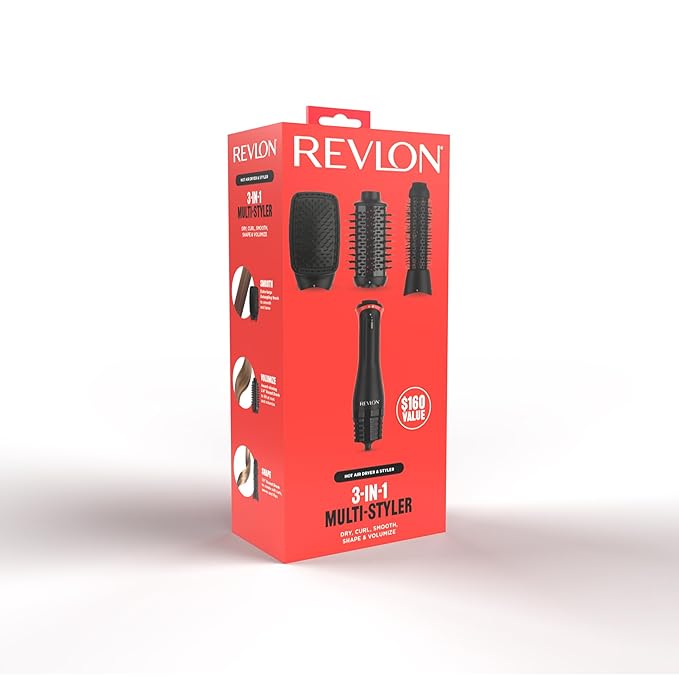 REVLON 3-in-1 Multi-Styler - Dry, Curl, Smooth, Shape and Volumize in One-Step - Blow Dryer Brush, Heated Styler and Hair Straightening Brush in One, Gorgeous Salon Blowouts Without The High Price