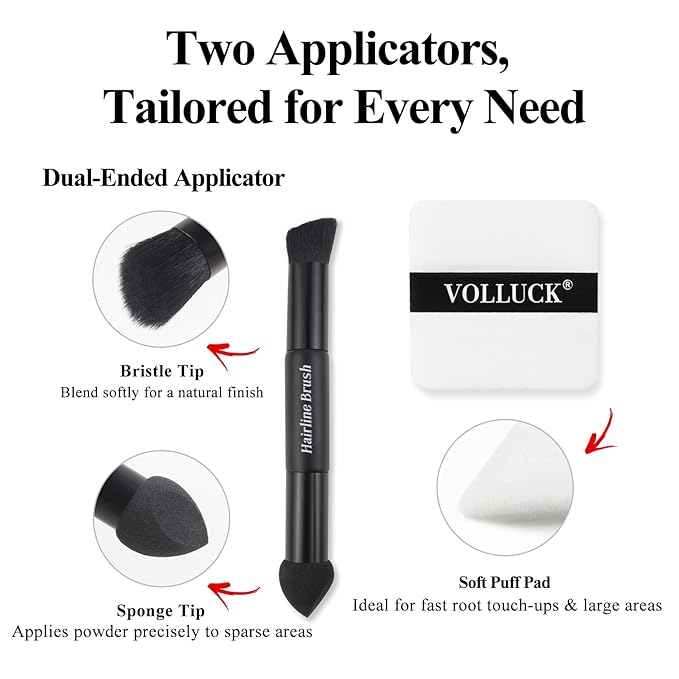 VOLLUCK Root Touch up Powder, Long-lasting Gray Hair Cover up Powder for All Hair Types, Waterproof for Women and Men (Black, 0.42 0unce)
